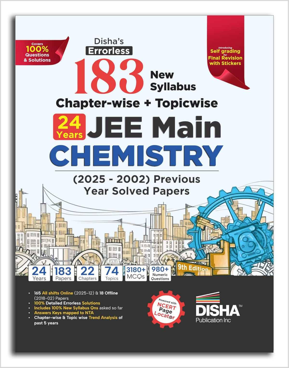 Disha's 183 New Syllabus Chapter-wise & Topic-wise JEE Main Chemistry (2025 - 2002) Previous Year Solved Papers 9th Edition | NCERT PYQ Question Bank with 100% Detailed Solutions