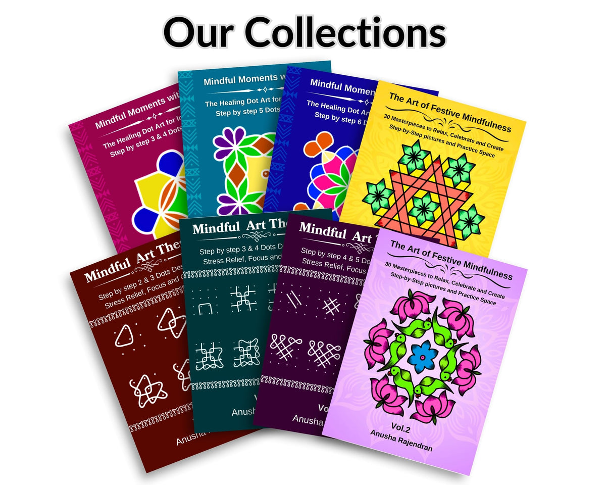 Mindful Kolam Art Volume 5 | 50 Step-by-Step Sikku Kolam and Muggulu Designs with 6 Dots | Rangoli Drawing and Coloring Book with Practice Grids | Art ... for Adults and Kids (Mindful Art Therapy)