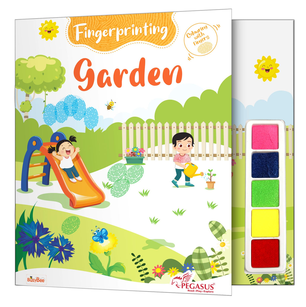 Fingerprint Coloring Book – Garden | Finger Painting Fun for Kids | Includes Colors | Spark Creativity & Imagination | Perfect Gift
