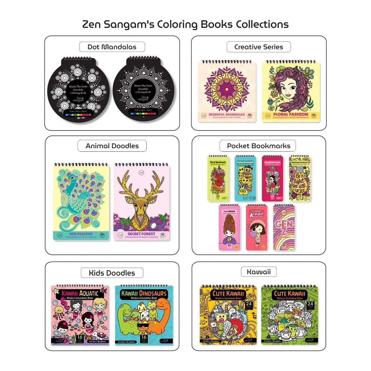 Zen Sangam - Magical Floral Doodle Illustrations Adults Coloring Book - 24 Unique Designs