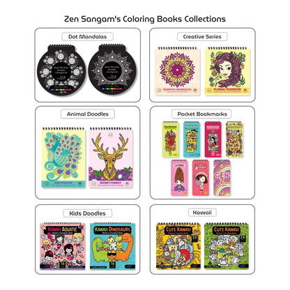 Zen Sangam - Magical Floral Doodle Illustrations Adults Coloring Book - 24 Unique Designs