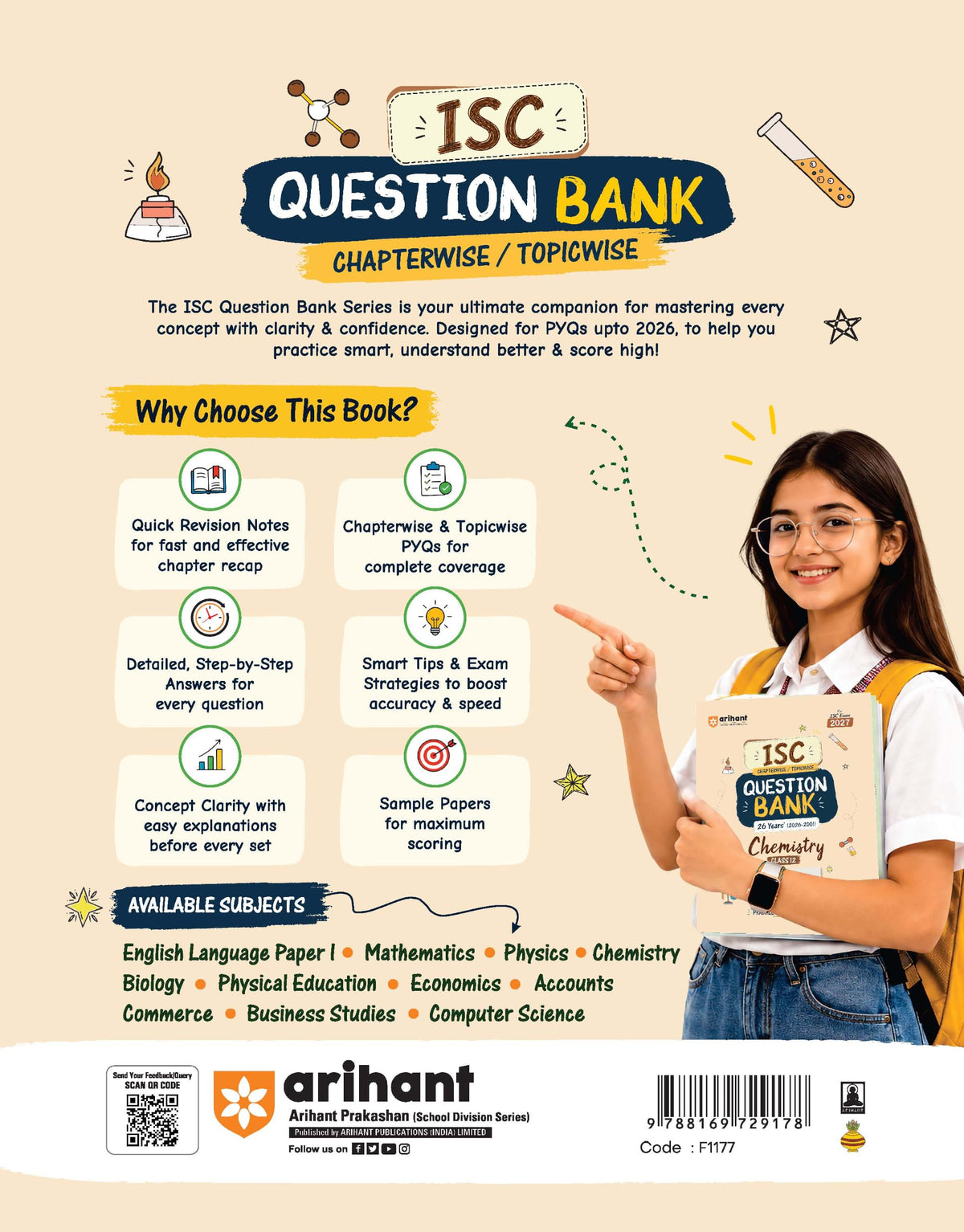 Arihant ISC Question Bank Class 12 Chemistry For Board Exam 2027 | 26 Years Chapterwise & Topicwise PYQs (2026–2001) with Detailed Step-by-Step Solutions, Examiner's Comments, Tips & 3 Sample Papers