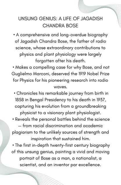 Unsung Genius: A Life Of Jagadish Chandra Bose