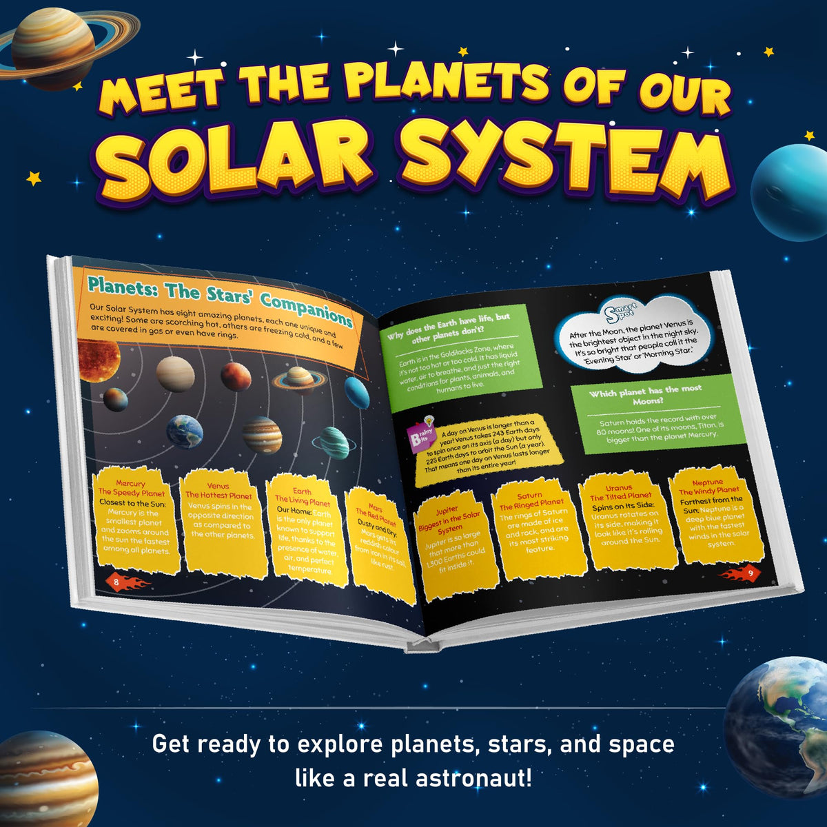 First Earth and Beyond Encyclopedia Books for Kids, Explore Space to Mountains, Activity Book for 5-10 Years Old, Fun Learning Book