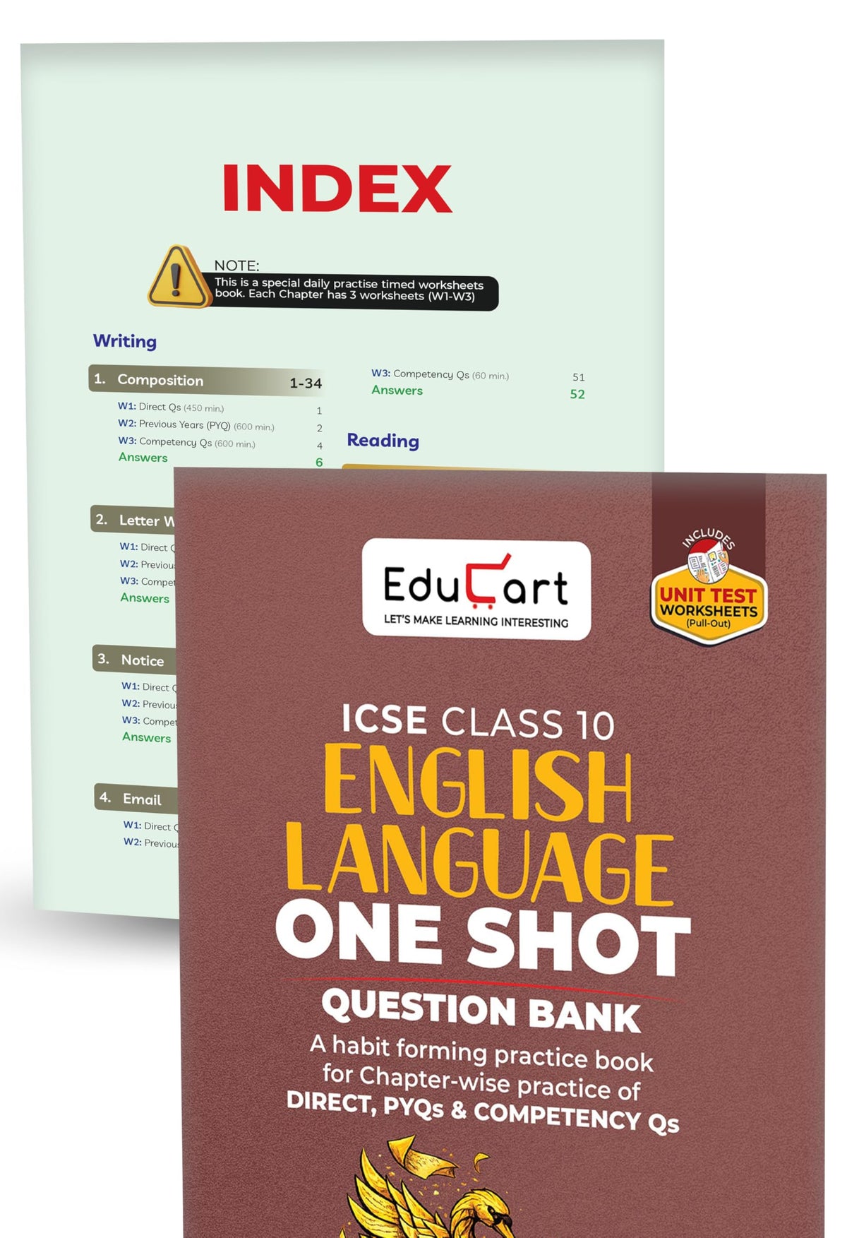 Educart ICSE Class 10 One Shot Question Bank 2027 (Set of 8 Books) | Physics, Chemistry, Maths, Biology, English 1 & 2, Geography, History & Civics | 2026–27 Exam