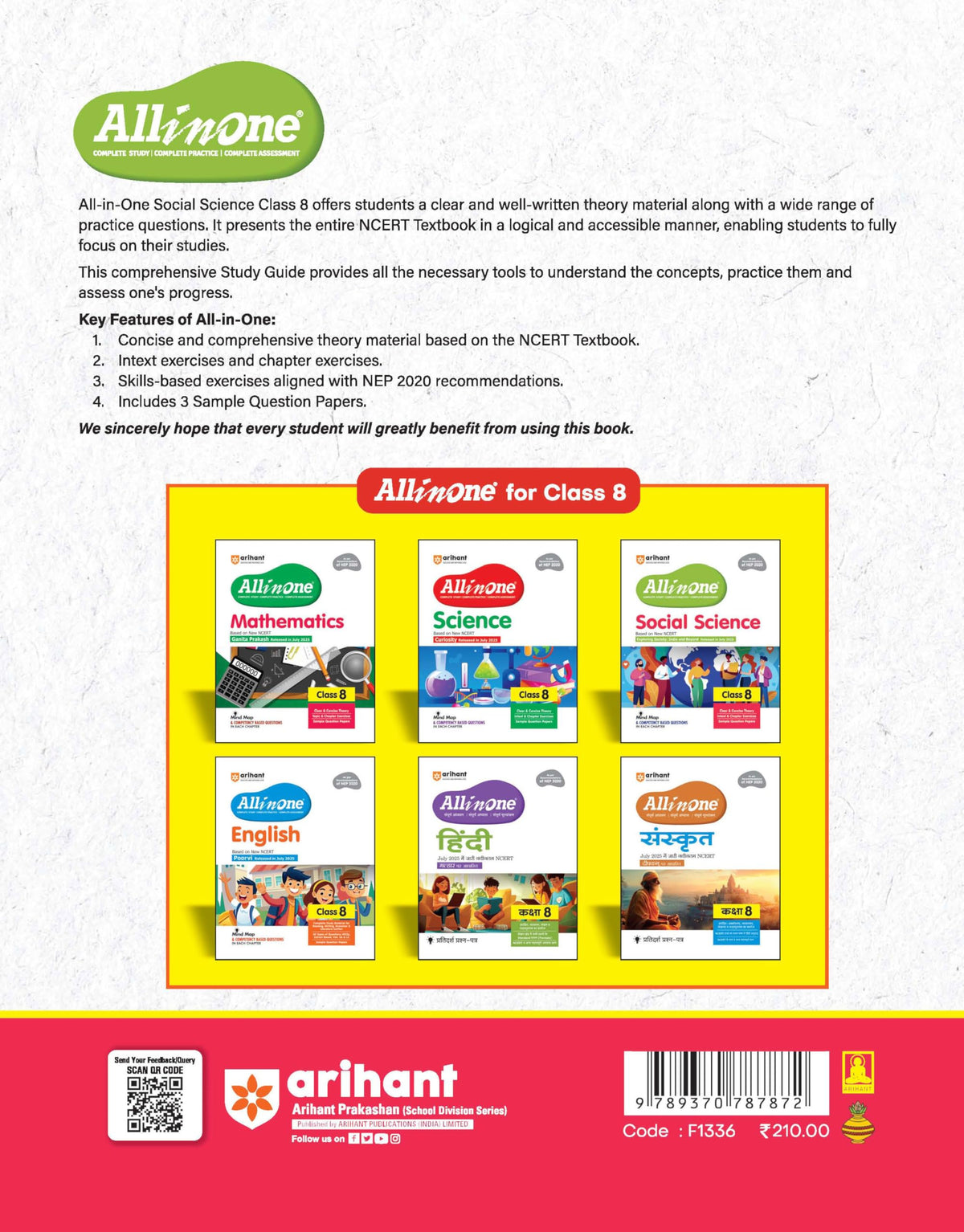 Arihant All in One Social Science Class 8 Book 2025 | NCERT Textbook Based | Exploring Society: India and Beyond | Complete Study, Practice & Assessment with Mind Maps, Chapter Exercises & Sample Question Papers | English Medium