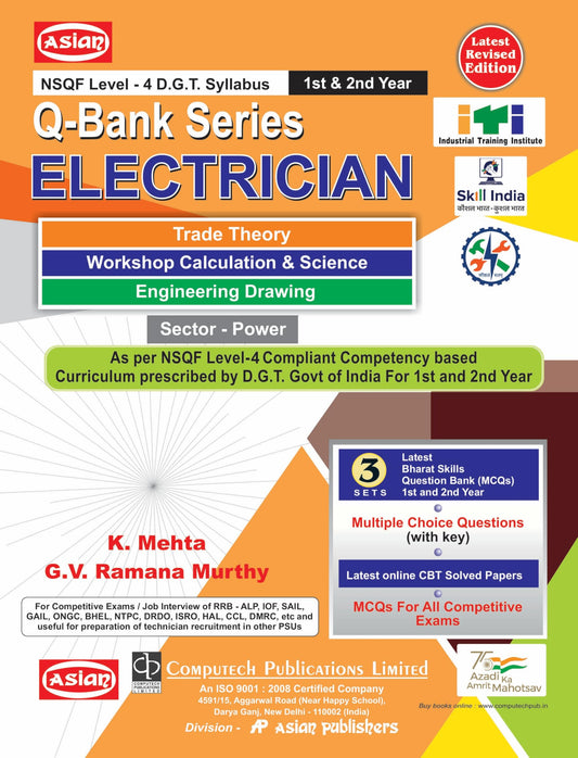 Q-Bank Electrician (Th., W-Shop & Engg. Drg. MCQ) Bharat Skills And CBT Sol. Papers NSQF Level - 4 1st & 2nd Yr. (English)