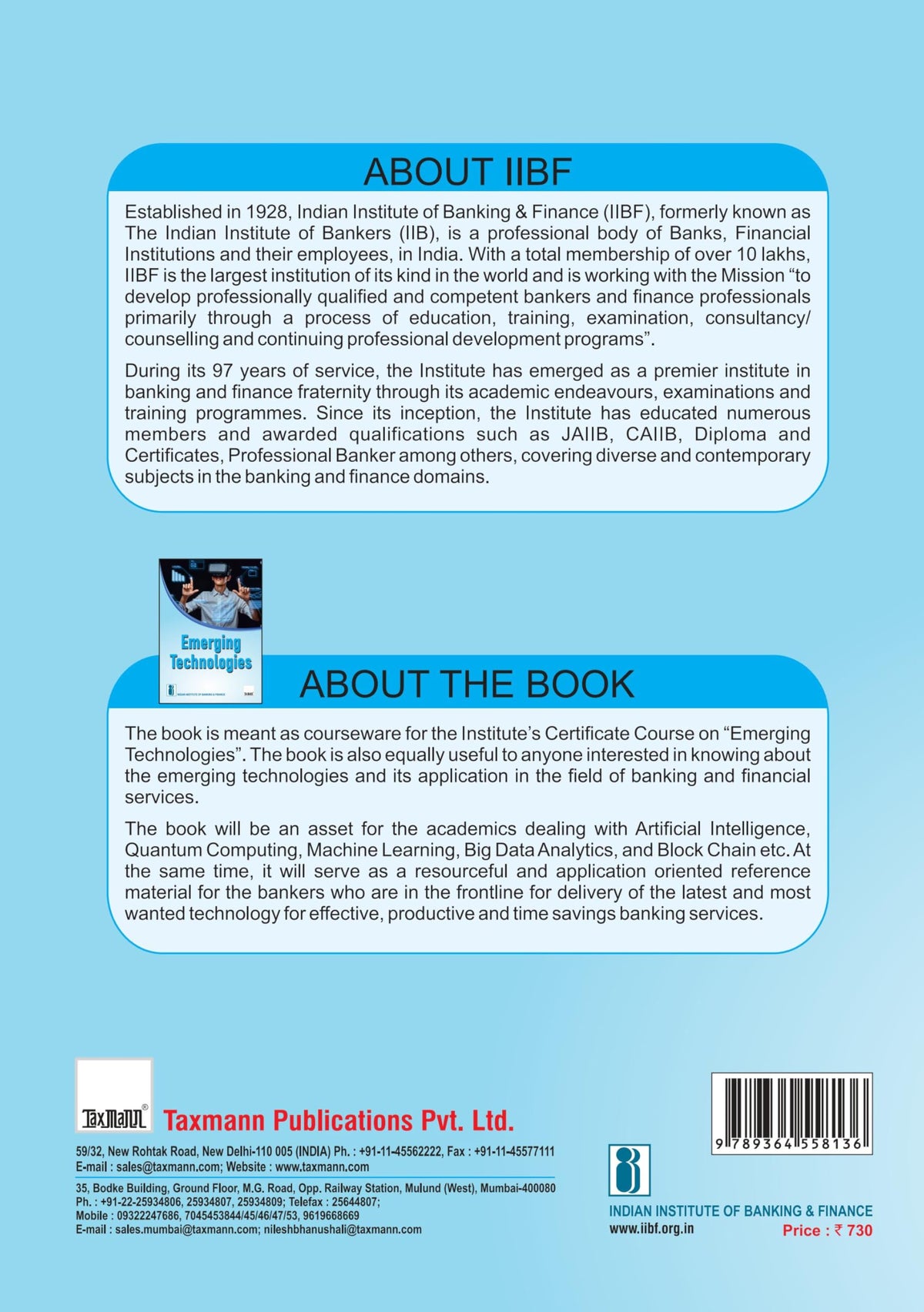 IIBF X Taxmann's Emerging Technologies – In-depth Exploration of How Emerging Technologies—such as Data Analytics | Big Data | Blockchain | Machine Learning | AI—are Transforming Banking