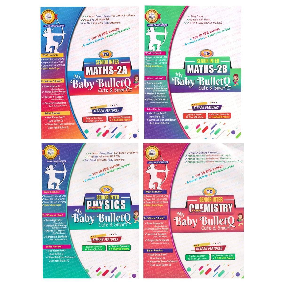 TG Inter 2nd Year Maths 2A, 2B, Physics & Chemistry My Baby Bullet Q (Set of 4 Books) Latest Edition 2026-27