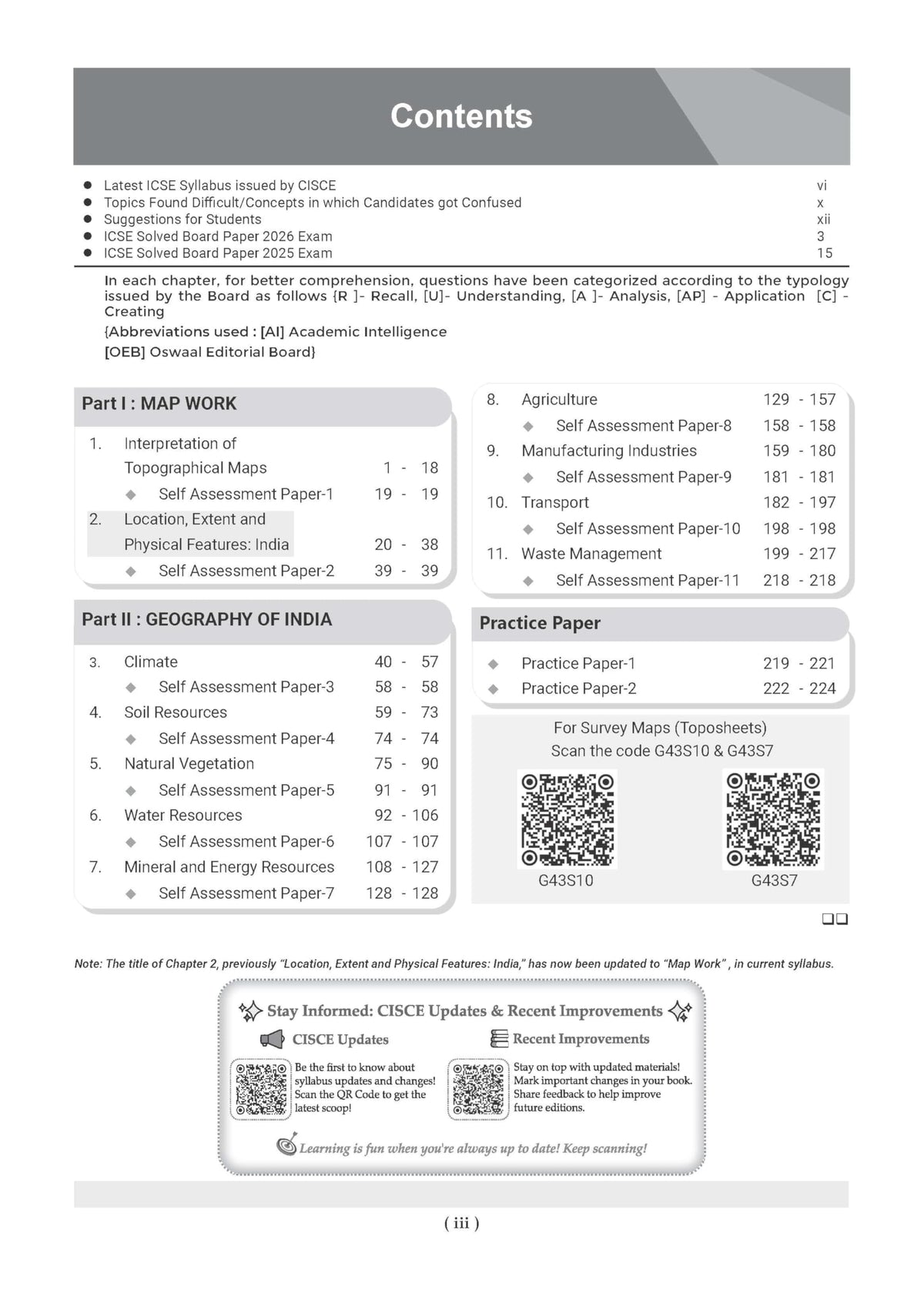 Oswaal Class 10 ICSE Question Bank Geography (2017-2026) | For 2027 Exam Chapter-wise & Topic-wise with Competency Based Questions | Includes 2026 Paper - fully solved | Self-Assessment Papers