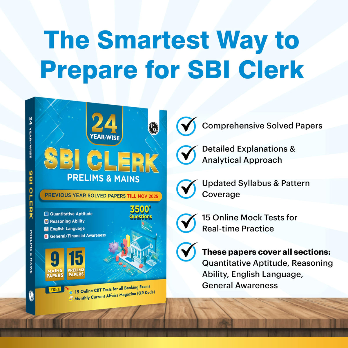PW 24 SBI Clerk Prelims & Mains Previous Year Solved Papers (Till Nov 2025) with 15 Online CBT Tests For 2026 Exam | 3500 PYQ Questions | Fully Solved