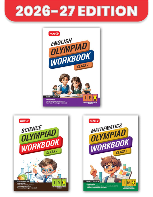 MTG ISO-IMO-IEO (Science, Mathematics & English) Olympiad Workbook Class 7 (Set of 3 Books) | MCQs, & Achievers Section - SOF Olympiad Books For 2026-27 Exam