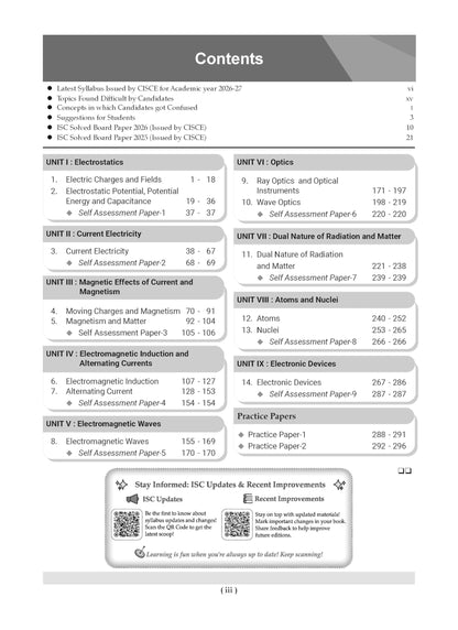Oswaal Class 12 ISC Physics Question Bank (2017–2026) | Chapter-wise & Topic-wise with Competency Based Questions | For 2027 Exam | With Solved 2026 Board Paper | Self-Assessment Papers