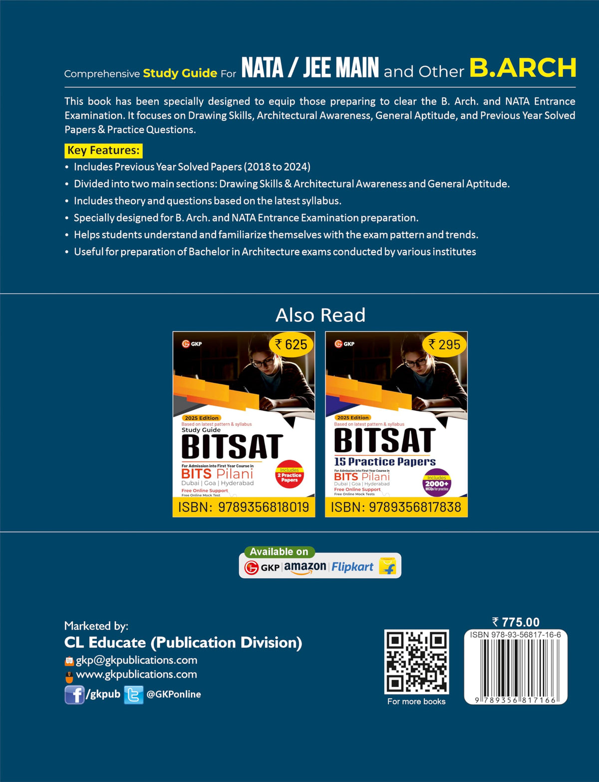 GKP NATA 2025 | JEE Main B.Arch Entrance Guide | Includes 2018-2024 Solved Papers| Drawing Skills, Aptitude & Architecture Mastery | By Ar. Jinisha ... General Aptitude Full Color Vibrant Diagrams