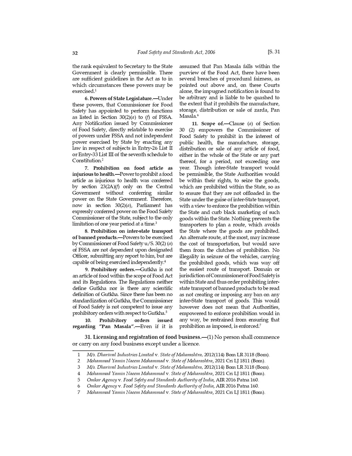 Lawmann's Food Safety and Standards Act, 2006 | Bare Act with Comments