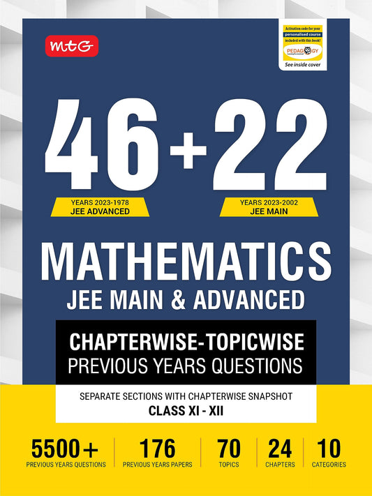 MTG 46 + 22 Years JEE Main and IIT JEE Advanced Previous Years Solved Question Papers with Chapterwise Topicwise Solutions Mathematics Book - JEE PYQ ... For 2024 Exam [Paperback] MTG Editorial Board MTG Editorial Board 