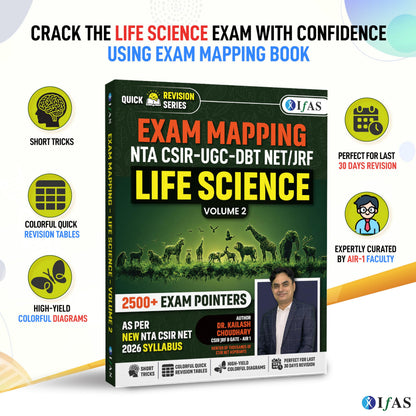 CSIR NET Life Science Books | Exam Mapping Book (Vol 1 & 2) with 5000+ Exam Pointers & Latest Syllabus | Quick Revision Theory for NTA CSIR UGC NET/JRF, GATE & DBT Exams | Colourful Edition | IFAS