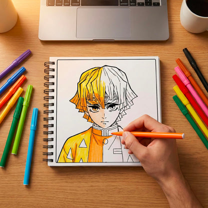 The Crafthives Anime Coloring Book Volume 2 | 24 Detailed Anime Designs with 24 Sketch Pens | Smooth Thick Pages | Spiral Bound Hard Cover Coloring Book for Kids Teens Adults