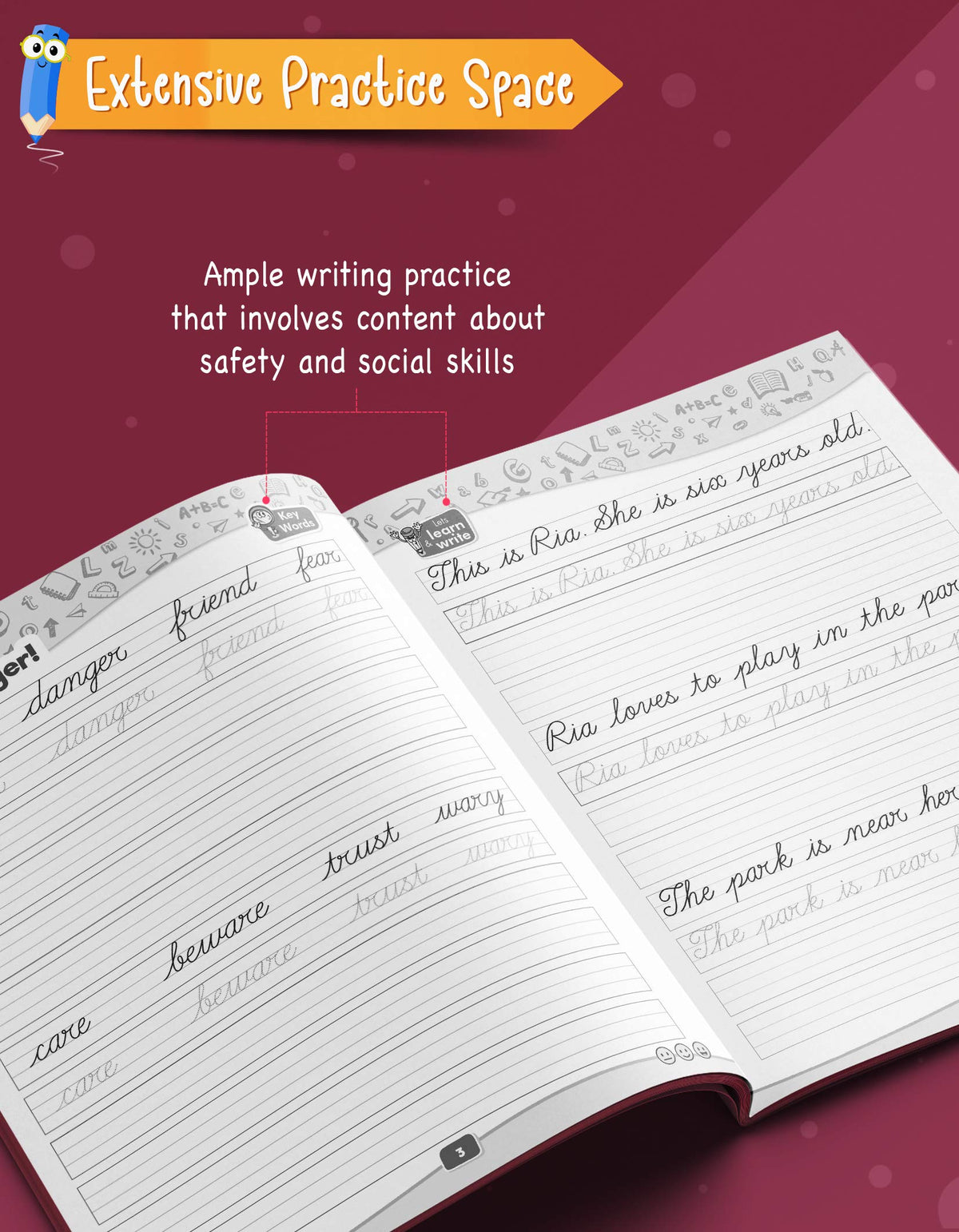 English Cursive Writing Books for 6 to 10 Year Kids | Handwriting Practice Pattern Writing Books | Story Theme Based Practice Activities For Children | Set of 4