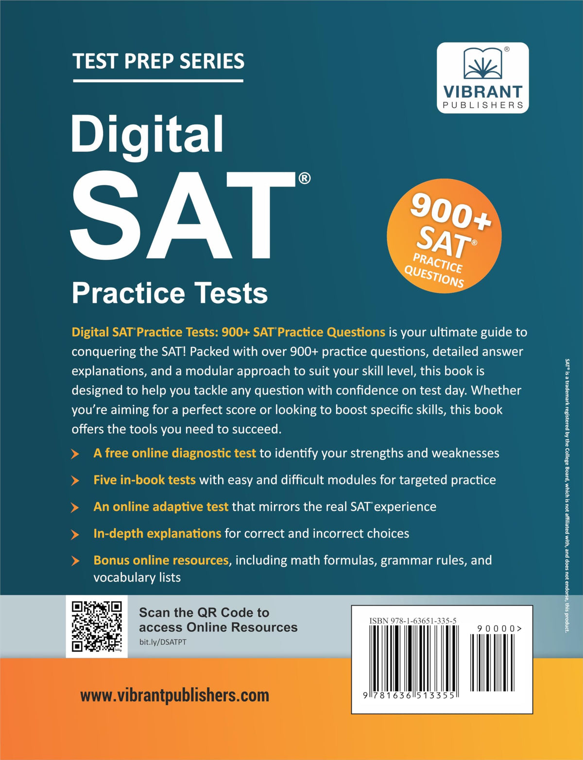 Digital SAT Practice Tests: 900+ SAT Practice Questions | 5 Full-Length Tests with Detailed Explanations, Adaptive Online Tests & Free Scoring Tool for 2026 Exam