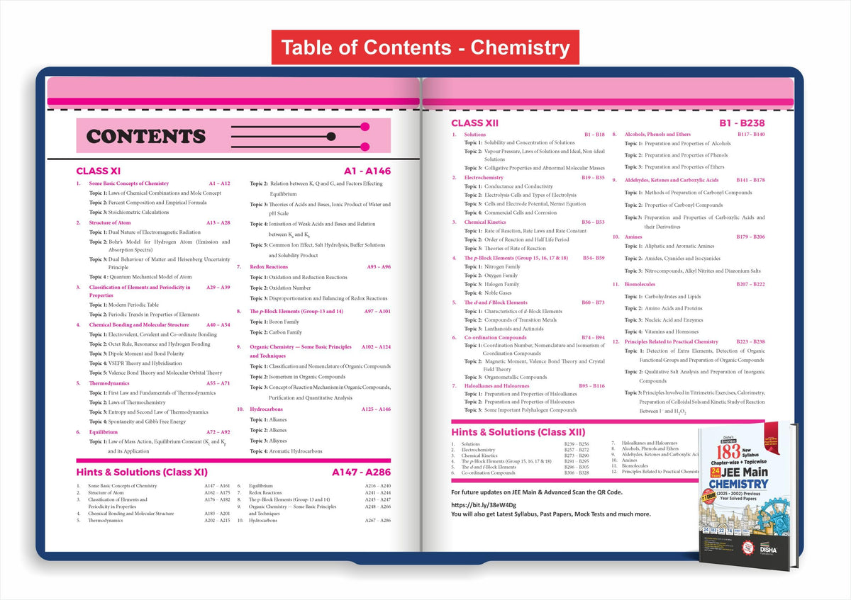Disha's 183 New Syllabus Chapter-wise & Topic-wise JEE Main Physics, Chemistry & Mathematics (2025 - 2002) Previous Year Solved Papers 9th Edition | JEE Mains PYQ Books for 2026 | 100% Solutions