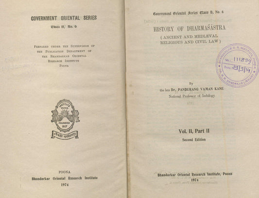 History of Dharmasastra: Vol. 2, Part II book cover