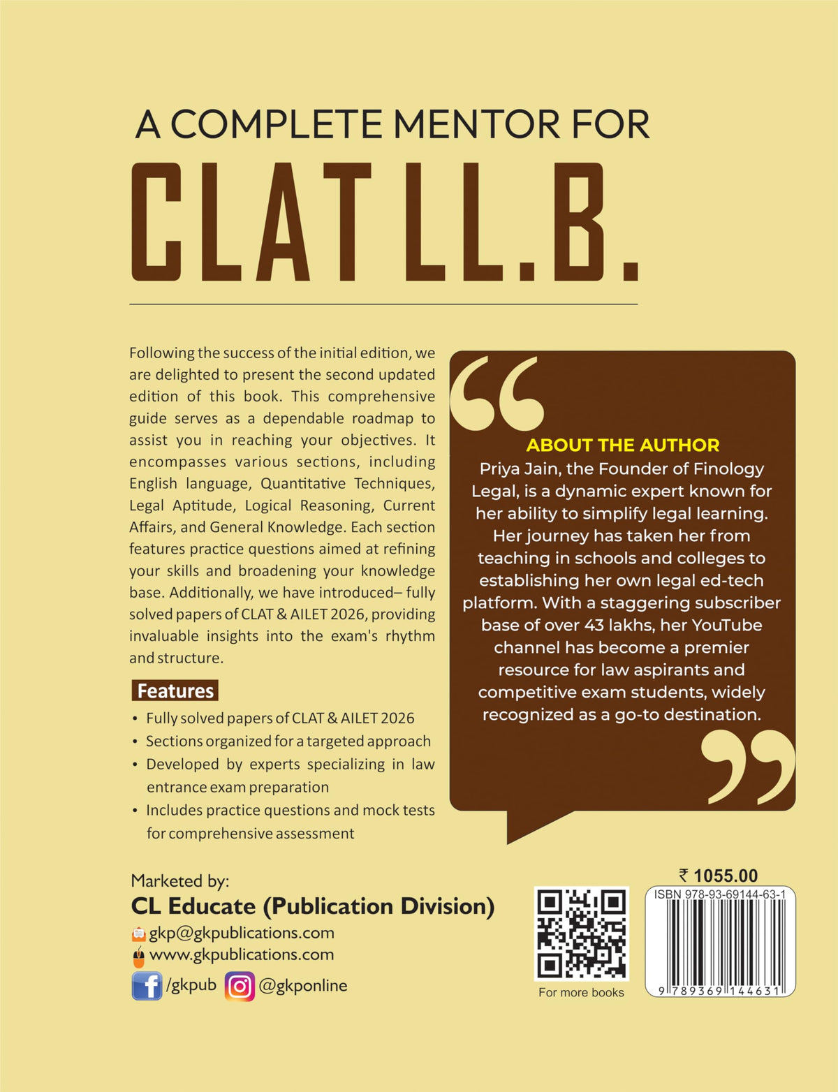 CLAT & AILET 2027 Complete Guide | By Priya Jain (Nalsar LLM) | Fully Solved Papers CLAT & AILET 2026 | English, Legal Reasoning, GK, Logical Reasoning, Quant | NLU Law Entrance | GKP