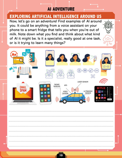 Artificial Intelligence Activity Book for Kids Age 7+ | My Journey into Artificial Intelligence | Fun & Educational Activities about AI, Computers, Machine Learning, Robots, and Voice Assistants