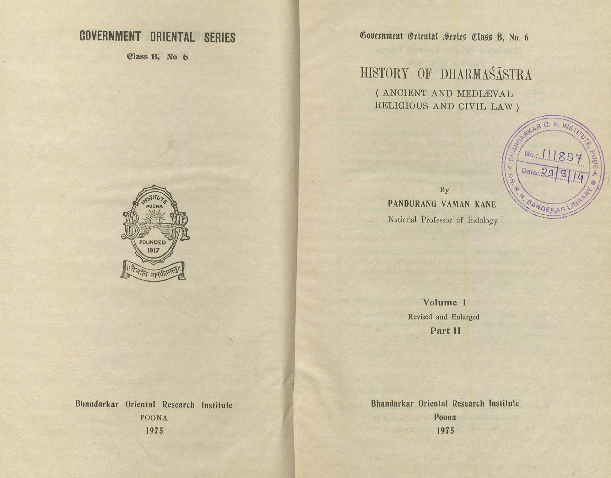 History of Dharmasastra: Vol. 1, Part II book cover