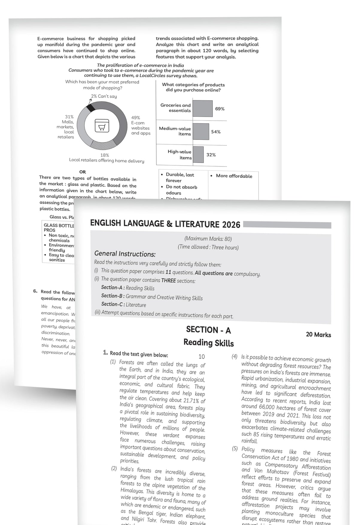 (10 subjects in 1) Educart Granth CBSE Class 10 Previous 10 Year Solved Papers 2027 - with PYQ Charts (Hindi A, Hindi B, English, Computer Apps, IT, ... Maths Basic, Social Science & Science)