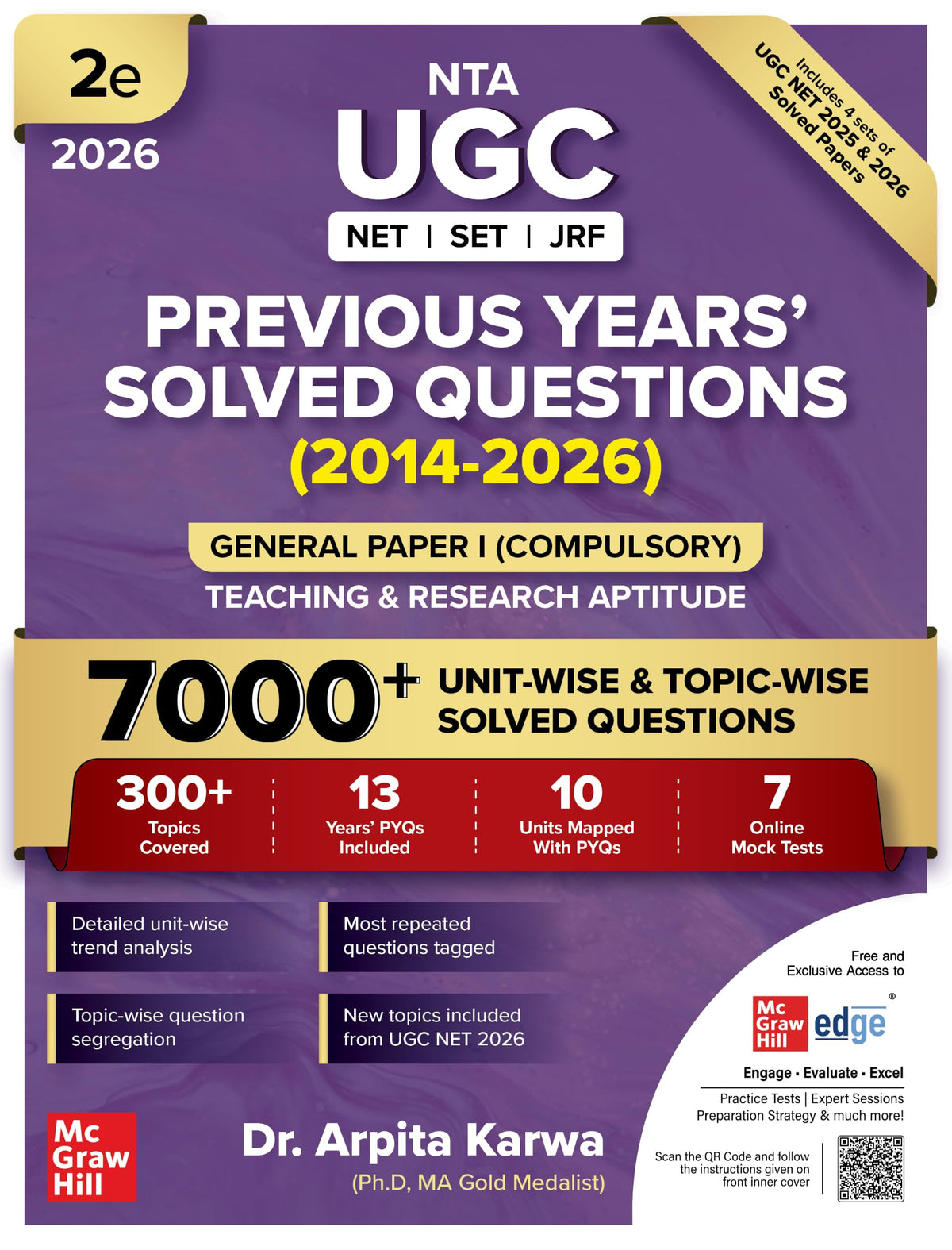 UGC NET Paper 1 2026 Previous Years' Solved Papers (2014-2026) | 7000+ Questions (3000 in book + 4000 online with June 2026) | Arpita Karwa | 13 Years PYQs: Unit-wise and Topic-wise detailed solutions