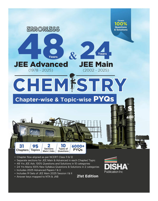 Disha Errorless 48 Years JEE Advanced (1978 - 2025) & 24 Year JEE Main (2002 - 2025) CHEMISTRY Chapter-wise & Topic-wise PYQs Book 21st Edition | Solved Papers Question Bank in NCERT Flow for JEE 2026