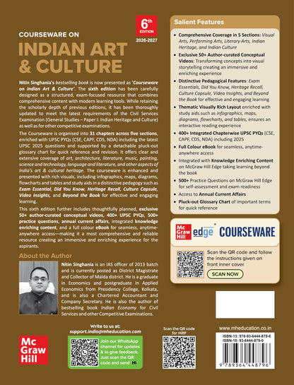 Indian Art and Culture Courseware, 6e by Nitin Singhania (IAS) for UPSC CSE 2026 | 400+ Solved Previous Years’ Questions (2013–2025) | 500+ CBT-based Practice Questions | 50+ Author Videos