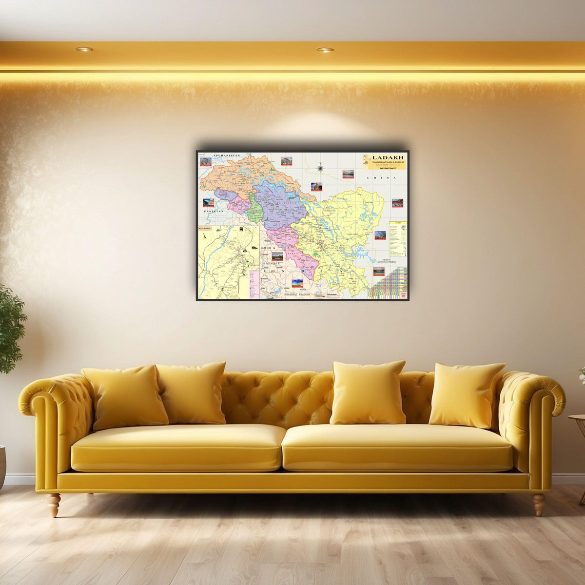 Ladakh Map. Both Maps Size : 40"x28" inch (100x70 Centimeter). In English Language With Important Fact and Figure. Ideal Map For Student and Aspirant of UPSC, PCS, SSC, RAILWAY Exam