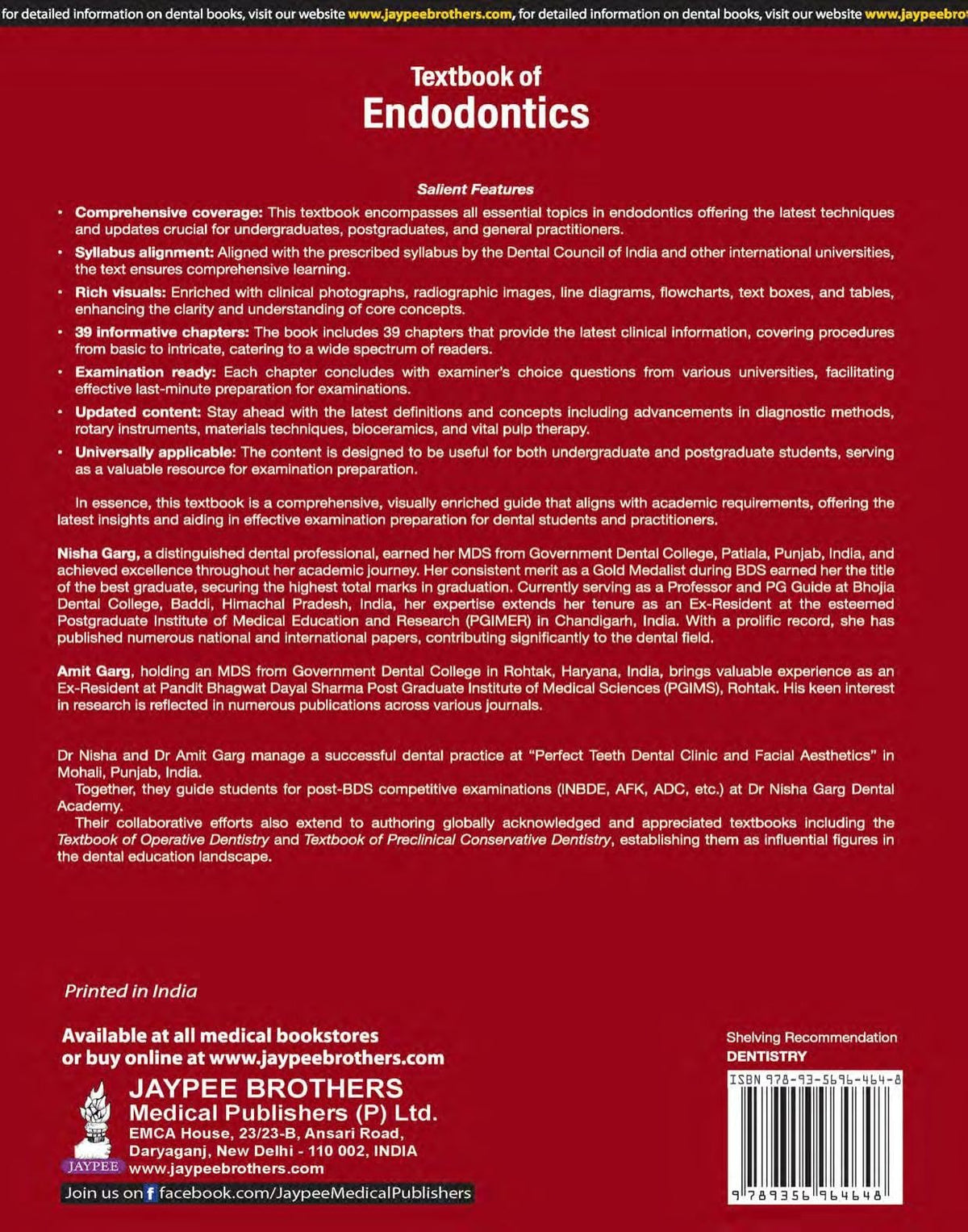Textbook of Endodontics, 5/E for BDS, MDS Students and Practicing Dentists | Root Canal Guide with Rotary Instruments, Bioceramics, Vital Pulp Therapy | Chapter-wise University Exam Questions: 1