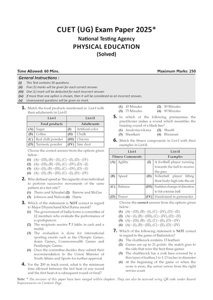 Oswaal NTA CUET (UG) Chapter-wise Question Bank Physical Education For 2026 Exam (as per latest 27 Dec., notification) | PYQs & 600+ NCERT aligned MCQs | With Oswaal AI