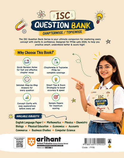 Arihant ISC Question Bank Class 12 Physics For Board Exam 2027 | 26 Years Chapterwise & Topicwise PYQs (2026–2001) with Detailed Step-by-Step Answers, Examiner's Comments, Tips & 3 Sample Papers