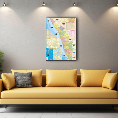 Kerala State Map Size : 100x70 Centimeter (40"x28" inch). With Important Fact and Figure. Ideal Map For Aspirant of UPSC, PCS, SSC, RAILWAY Exam and Other Competitive Exam.