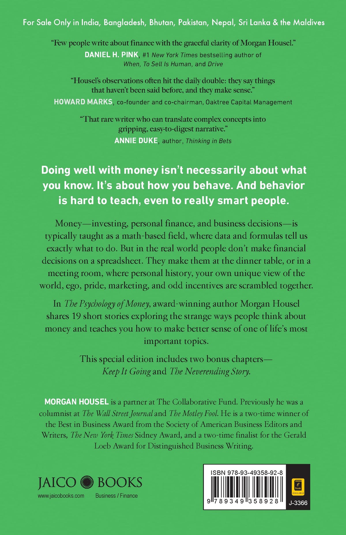 The Psychology of Money: Timeless Lessons on Wealth, Greed, and Happiness – Special Edition Includes 2 Bonus Chapters | Unlock Behavioural Secrets of Wealth | Transform Your Money Mindset