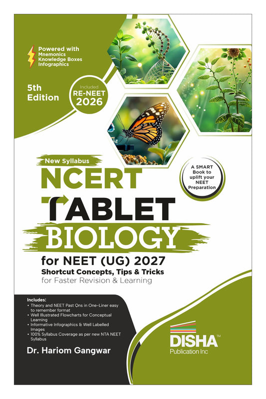 Disha's NCERT Tablet Biology for NEET (UG) 2027 - 5th Edition | Shortcut Concepts, Tips & Tricks for Faster Revision & Learning | One Liner Theory with Mnemonics, PYQs (Previous Year Questions)