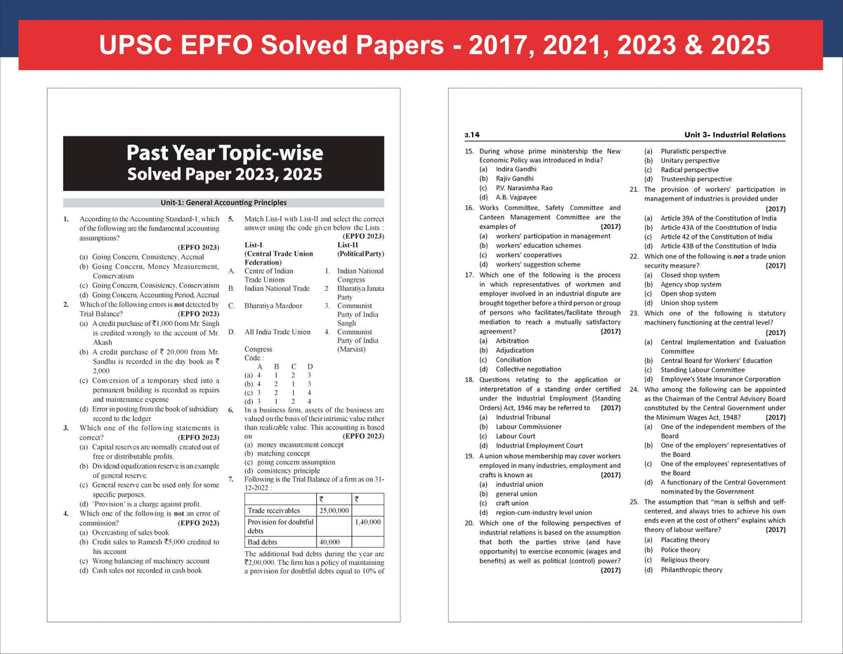 Disha Accounting Principles, Auditing, Industrial Relations, Insurance, Social Security in India & Labour Laws for UPSC EPFO EO/ AO/ APFC 2026 Exam 3rd Edn