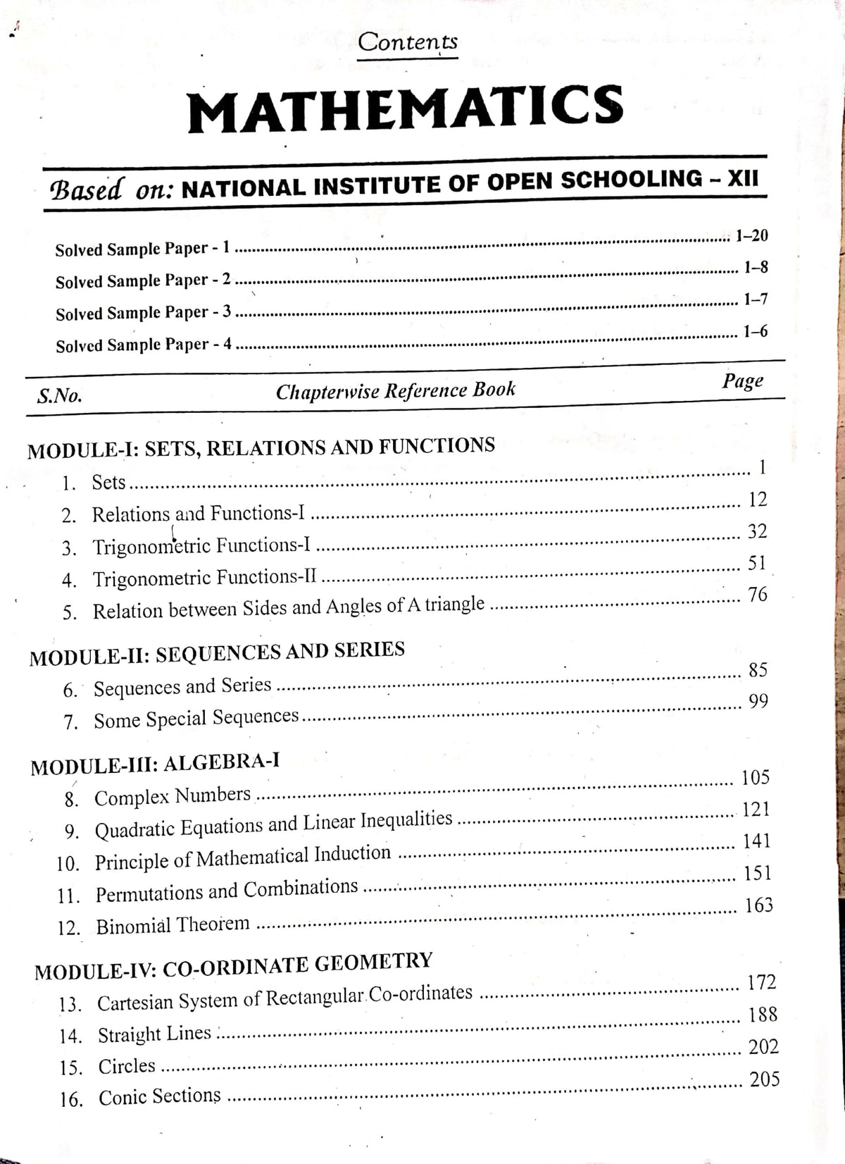 NEERAJ N -311 Mathematics Book - English Medium - for 12th Class of NIOS - Chapter Wise Help Book / Guide including Many Solved Sample Papers and Important Exam Notes– Published by Neeraj Publications