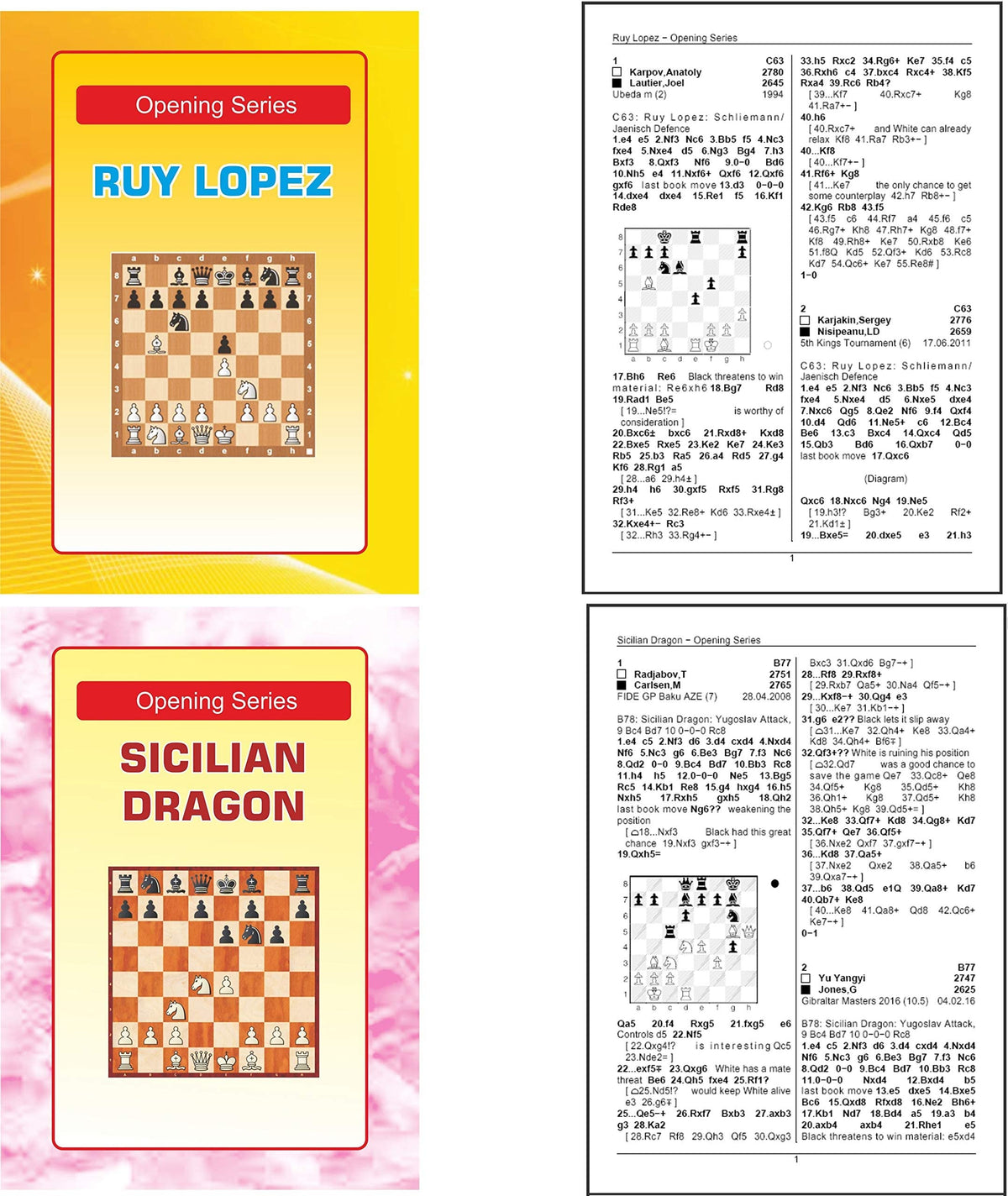 Chess Opening Series - French Defene, Sicilian Dragon, London System, Caro-Kann, King Indian, Nimzo-indian, Ruy-Lopez, Najdorf, Catalan, Sveshnikov - A set of 10 Books