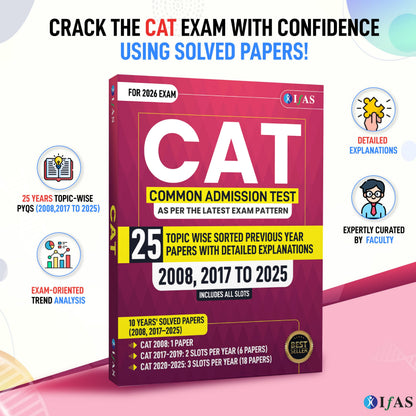 CAT Books 2026 | Chapter-Wise & Topic-Wise CAT 25 Years Solved Papers with Detailed Solutions | Best CAT PYQ Book for Exam Preparation | IFAS Publications