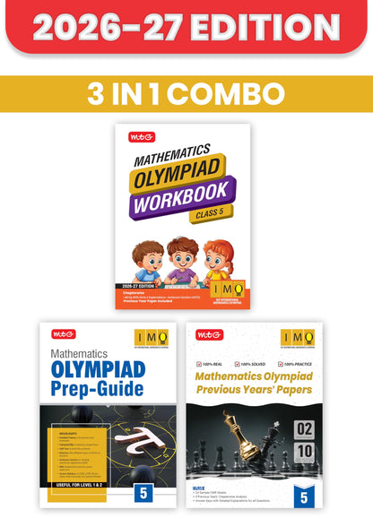MTG Mathematics Olympiad (IMO) Workbook, Prep Guide & Previous Years Papers Class 5 (PYQs) with Mock Test Paper - SOF Olympiad Books For 2026-27 Exam (Set of 3 Books)