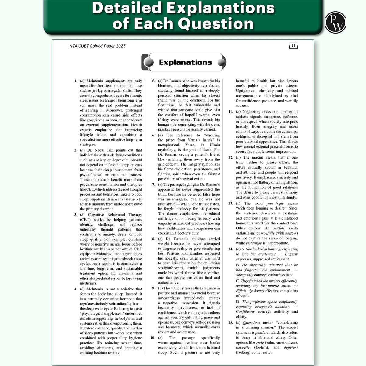 PW CUET UG Entrance Exam Books 2026 –GT & English Language | 40 Past Years Solved Papers (2025–2022) | 2200+ MCQs Question Bank | CUET UG Previous Year Papers | Mock Tests | Latest NTA Pattern