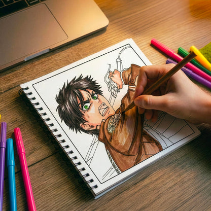 The Crafthives Anime Coloring Book Volume 3 | 24 Detailed Anime Designs with 24 Sketch Pens | Premium 170 GSM Pages | Spiral Bound Hard Cover Coloring Book for Kids Teens Adults