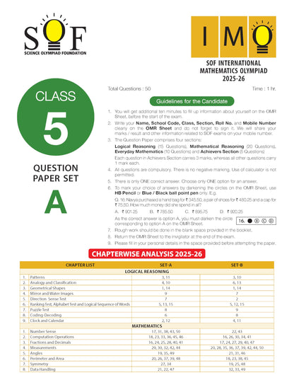 MTG IMO Olympiad 10 Previous Years Papers Class 5 Mathematics (2025-2021 Set A & B) - Model Test Papers with 24 Sample OMR Sheets | PYQ Book For SOF Olympiad 2026-27 Exam
