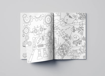 Doodle Coloring For Kids - Blue Edition