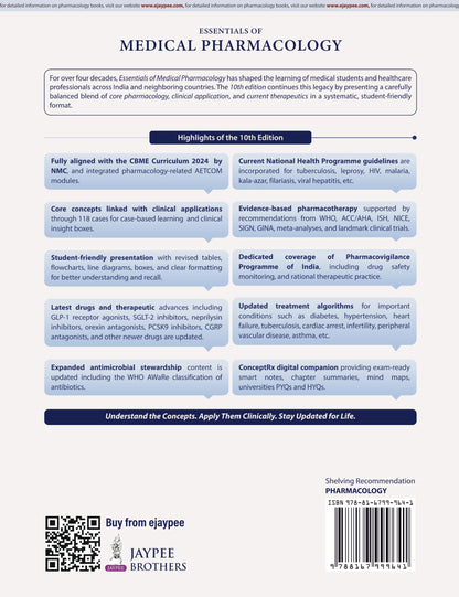 KD Tripathi's Essentials of Medical Pharmacology, 10/E for MBBS 2nd Year Students | NMC CBME-aligned Core Pharmacology Textbook: 1